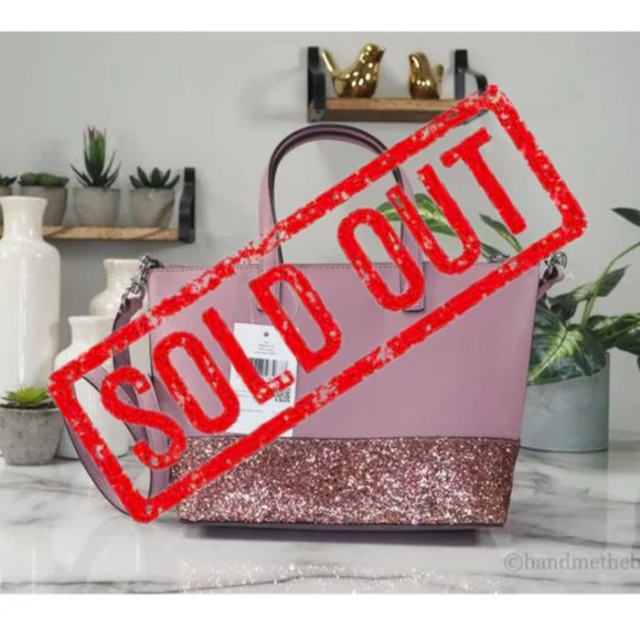 NWT Kate Spade Ina Court Saffiano Glitter Dusty Peony Satchel Crossbody Bag